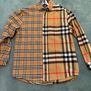 BURBERRY x GOSHA RUBCHINSKIY MEN'S PLAID WOOL FANNEL SHIRT